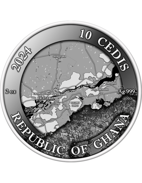LIBERACIÓN DE KHERSON 2 Oz Moneda de Plata 10 Cedis Ghana 2024 - Coins & More - Ghana