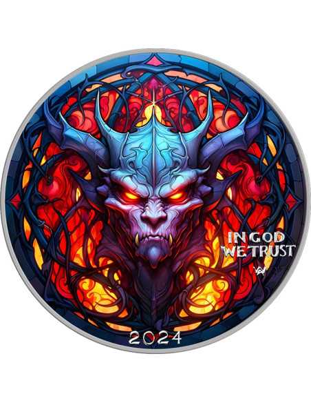EVIL WITHIN Incubo di vetro colorato American Eagle 1 Oz Silver Coin 1$ USA 2024 - Coins & More - Usa