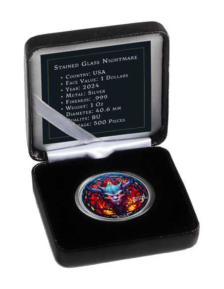 EVIL WITHIN Incubo di vetro colorato American Eagle 1 Oz Silver Coin 1$ USA 2024 - Coins & More - Usa