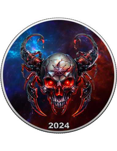 SCORPIONE Zodiaco Teschi Segni American Eagle 1 Oz Silver Coin 1$ USA 2024 - Coins & More - Usa