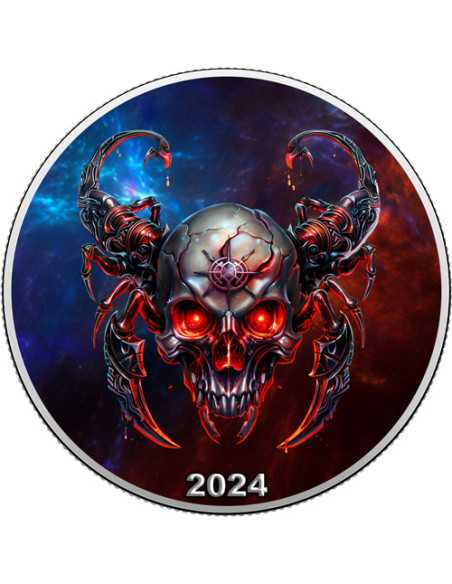 SCORPIONE Zodiaco Teschi Segni American Eagle 1 Oz Silver Coin 1$ USA 2024 - Coins & More - Usa
