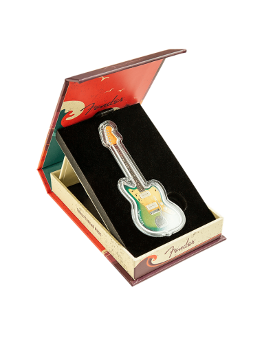 FENDER JAZZMASTER Guitarra 1 Oz Moneda de Plata 2$ Islas Salomón 2024 - Coins & More - Islas Salomón