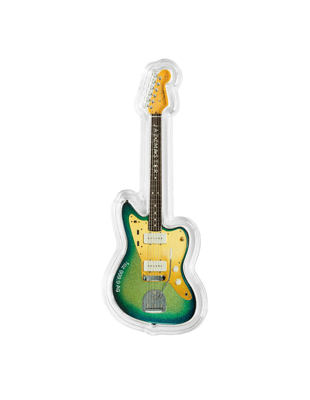 FENDER JAZZMASTER Guitarra 1 Oz Moneda de Plata 2$ Islas Salomón 2024 - Coins & More - Islas Salomón