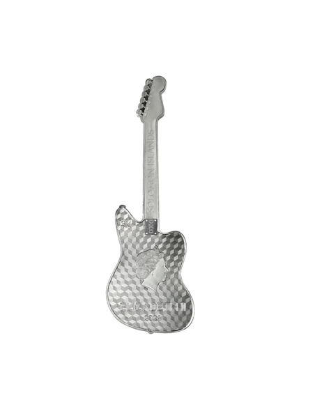 FENDER JAGUAR Guitarra 1 Oz Moneda de Plata 2$ Islas Salomón 2024 - Coins & More - Islas Salomón