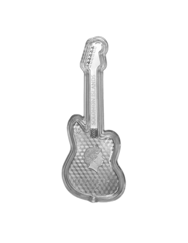 FENDER JAGUAR Guitarra 1 Oz Moneda de Plata 2$ Islas Salomón 2024 - Coins & More - Islas Salomón