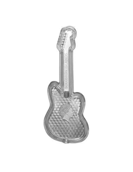 FENDER JAGUAR Gitarre 1 Oz Silbermünze 2$ Salomon Inseln 2024 - Coins & More - Salomonen