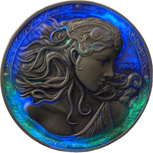 VIRGO Dodici Segni Zodiacali 5 Oz UV Moneta d'Argento 12$ Dollari Niue 2024 - Coins & More - Chad