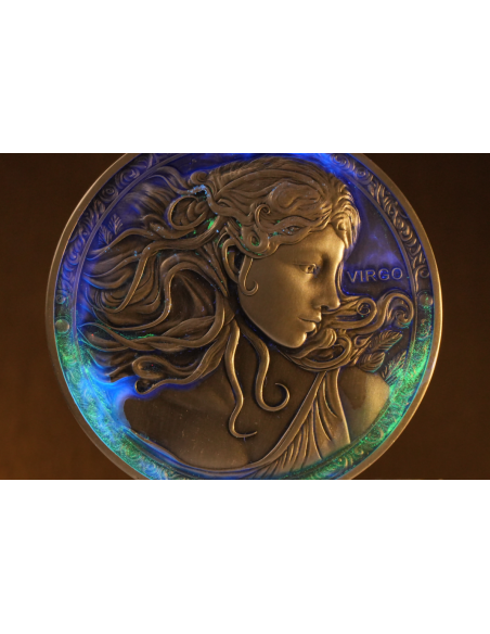 VIRGO Doce Signos del Zodiaco 5 Oz UV Moneda de Plata 12$ Dólares Niue 2024 - Coins & More - Chad