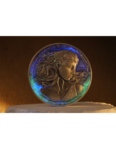 VIRGO Doce Signos del Zodiaco 5 Oz UV Moneda de Plata 12$ Dólares Niue 2024 - Coins & More - Chad