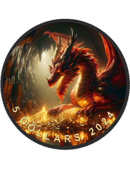GOLD DRAGON CAVE 1 Oz Silbermünze 5$ Kanada 2024 - Coins & More - Kanada