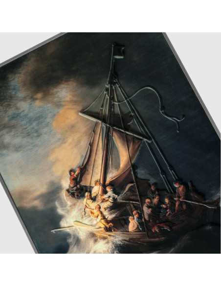 DER STURM AUF DEM MEER VON GALILEE 1633 von Rembrandt Farbige 2,5 Oz Silber & 120g Kupfermünze 10000 Francs Tschad 2024 - Coi...