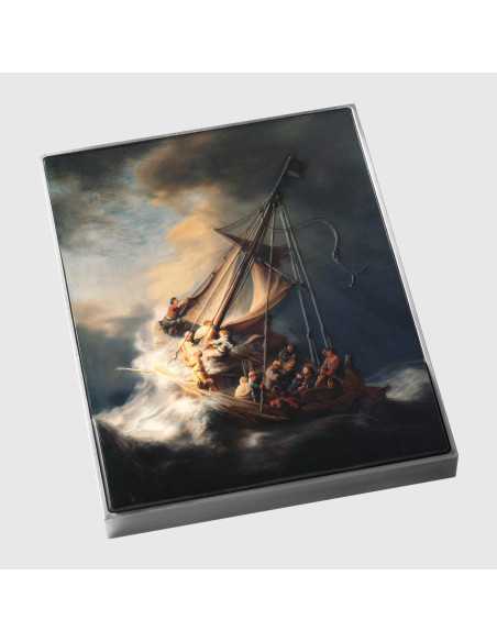 DER STURM AUF DEM MEER VON GALILEE 1633 von Rembrandt Farbige 2,5 Oz Silber & 120g Kupfermünze 10000 Francs Tschad 2024 - Coi...
