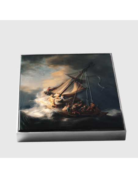 DER STURM AUF DEM MEER VON GALILEE 1633 von Rembrandt Farbige 2,5 Oz Silber & 120g Kupfermünze 10000 Francs Tschad 2024 - Coi...