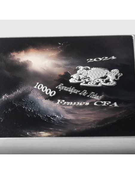 DER STURM AUF DEM MEER VON GALILEE 1633 von Rembrandt Farbige 2,5 Oz Silber & 120g Kupfermünze 10000 Francs Tschad 2024 - Coi...