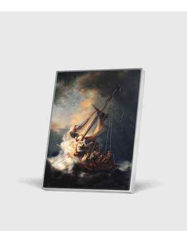 DER STURM AUF DEM MEER VON GALILEE 1633 von Rembrandt Farbige 2,5 Oz Silber & 120g Kupfermünze 10000 Francs Tschad 2024 - Coi...