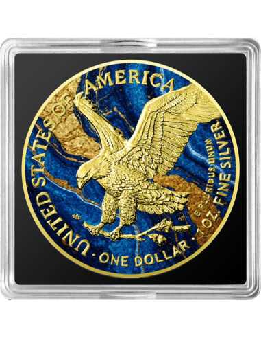 GOLDEN BLUE MARBLE Metal Stones 1 Oz Silbermünze 1$ USA 2024 - Coins & More - Usa