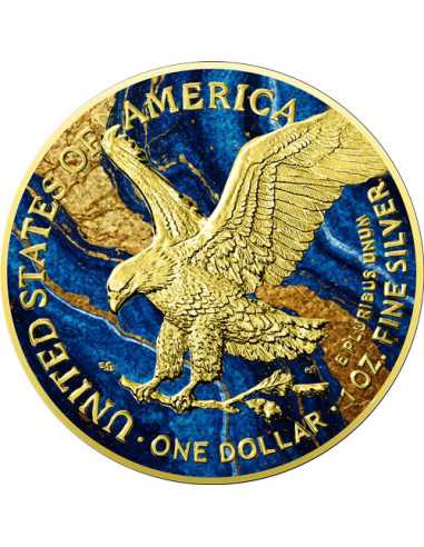 GOLDEN BLUE MARBLE Metal Stones 1 Oz Silbermünze 1$ USA 2024 - Coins & More - Usa