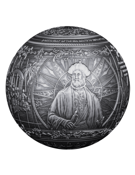 VASCO DA GAMA Moneta sferica d'argento da 1 Kg 25$ Barbados 2024 - Coins & More - Barbados