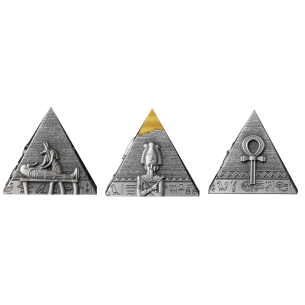 PIRAMIDI DI GIZA Set di 3 monete d'argento 200 franchi Gibuti 2024 - Coins & More - Africa