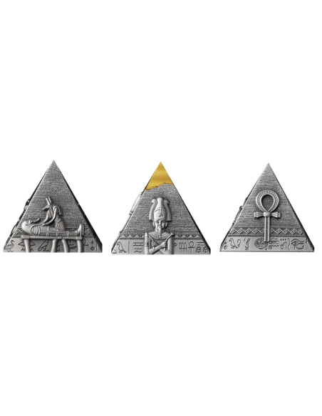 PYRAMIDS OF GIZA 3 Coins Set Silver Coins 200 Francs Djibouti 2024 - Coins & More - Africa