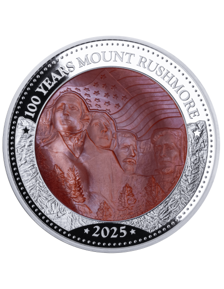 MOUNT RUSHMORE 100 Años Aniversario 5 Oz Moneda de Plata 25$ Islas Salomón 2025 - Coins & More - Islas Salomón