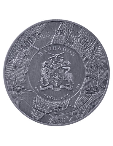 400 ANNI NEW YORK CITY Moneta d'Argento da 4 Oz 5$ Barbados 2024 - Coins & More - Barbados