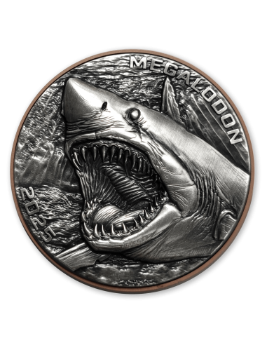 MEGALODON Dinosaurios Moneda de Plata y Cobre 10 Vatu Vanuatu 2024 - Coins & More - Oceania