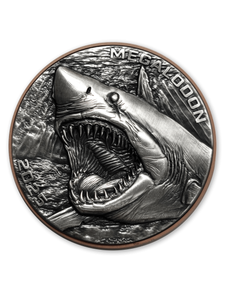 MEGALODON Dinosaurios Moneda de Plata y Cobre 10 Vatu Vanuatu 2024 - Coins & More - Oceania