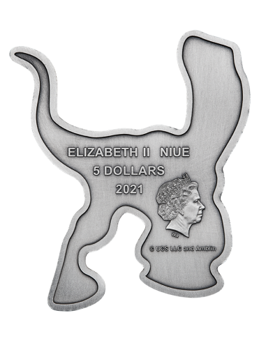 VELOCIRAPTOR SHAPED JURASSIC WORLD 2 Oz Silver Antique Coin 5$ Dollars Niue 2021 - Coins & More - Niue
