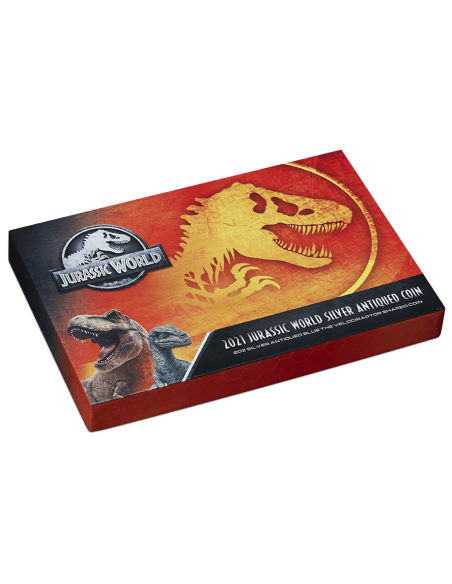 VELOCIRAPTOR SHAPED JURASSIC WORLD 2 Oz Silver Antique Coin 5$ Dollars Niue 2021 - Coins & More - Niue