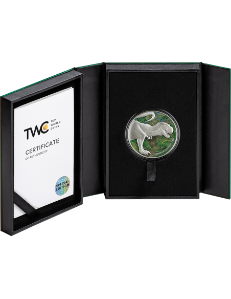 COLORIZED TYRANNOSAURUS REX Lost World 2 Oz Silbermünze 2000 Francs Kamerun 2024 - Coins & More - Kamerun