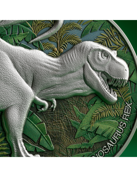 COLORIZED TYRANNOSAURUS REX Lost World 2 Oz Silbermünze 2000 Francs Kamerun 2024 - Coins & More - Kamerun