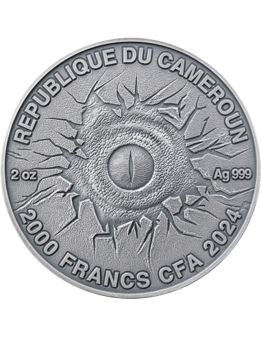 COLORIZED TYRANNOSAURUS REX Lost World 2 Oz Silbermünze 2000 Francs Kamerun 2024 - Coins & More - Kamerun