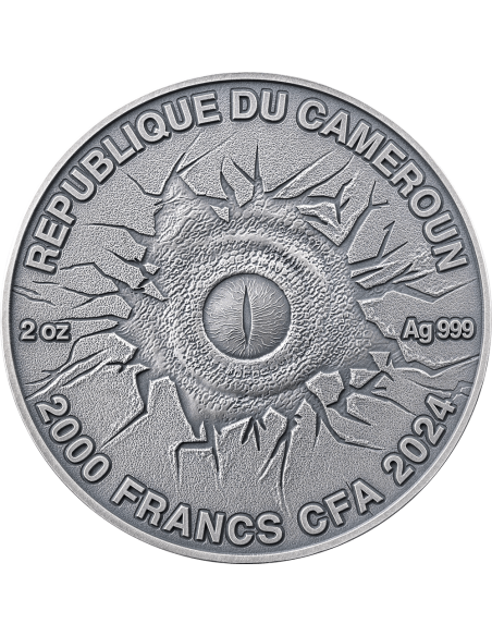 COLORIZED TYRANNOSAURUS REX Lost World 2 Oz Silbermünze 2000 Francs Kamerun 2024 - Coins & More - Kamerun
