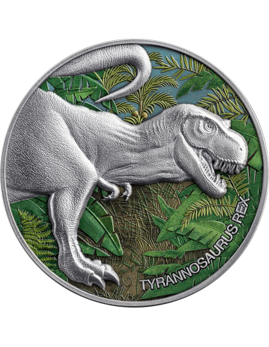 COLORIZED TYRANNOSAURUS REX Lost World 2 Oz Silbermünze 2000 Francs Kamerun 2024 - Coins & More - Kamerun