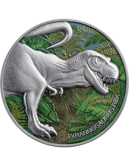 COLORIZED TYRANNOSAURUS REX Lost World 2 Oz Silbermünze 2000 Francs Kamerun 2024 - Coins & More - Kamerun