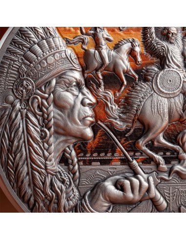 COLORIZED COMANCHE Stammesgeist 2 Oz Silbermünze 2000 Francs Kamerun 2024 - Coins & More - Kamerun