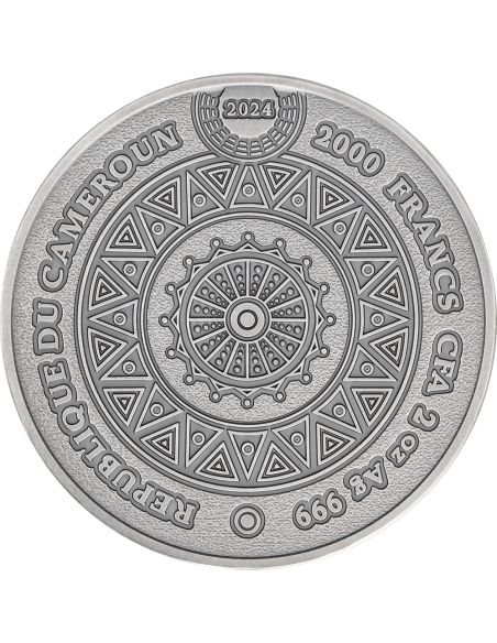 COLORIZED COMANCHE Stammesgeist 2 Oz Silbermünze 2000 Francs Kamerun 2024 - Coins & More - Kamerun