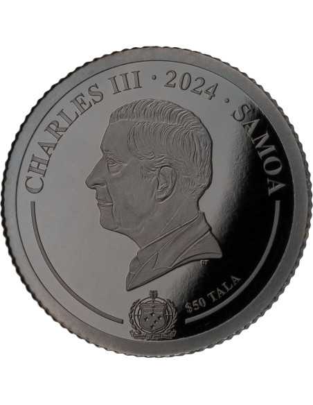 PANDA Golden Enigma 0,5g Gold & Schwarz Rhodium Münze 50 Tala Samoa 2024 - Coins & More - Samoa