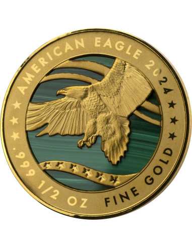 MALACHITE Jeweluxe 1/2 Oz Moneda de Oro 500 Francos Congo 2024 - Coins & More - Africa