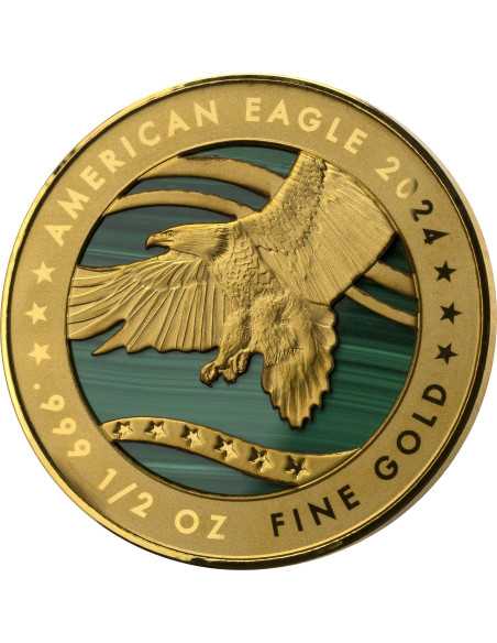 MALACHITE Jeweluxe 1/2 Oz Moneda de Oro 500 Francos Congo 2024 - Coins & More - Africa