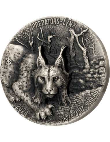 LYNX Predators Serie 3 Oz Silbermünze 5000 Francs Elfenbeinküste 2024 - Coins & More - Elfenbeinküste
