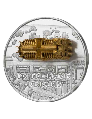NOTRE DAME DE PARIS Sculpture complète Pièce 1 Oz Argent 3000 Francs Cameroun 2024 - Coins & More - Cameroun