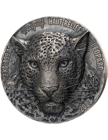 LEOPARD Big Five Africa 2Kg Kilo Silver Coin 20000 Francos Costa de Marfil 2023 - Coins & More - Costa de Marfil