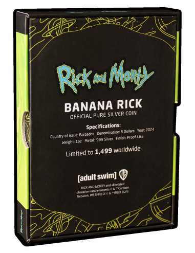 BANANA RICK Rick e Morty Moneta d'argento da 1 Oz 5$ Barbados 2024 - Coins & More - Barbados