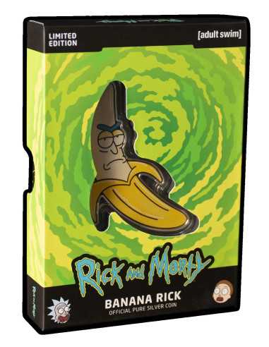 BANANA RICK Rick e Morty Moneta d'argento da 1 Oz 5$ Barbados 2024 - Coins & More - Barbados