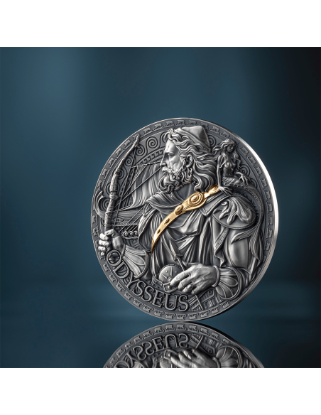 ODYSSEUS Der Große Griechische Mythologie 2 Oz Silbermünze 2000 Francs Kamerun 2024 - Coins & More - Kamerun