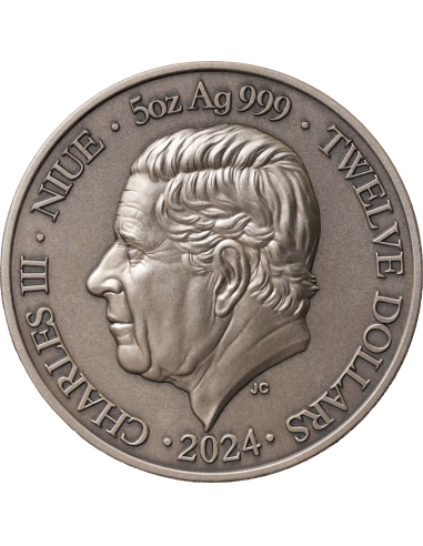 LIBRA Zwölf Tierkreiszeichen 5 Oz UV Silbermünze 12$ Dollars Niue 2024 - Coins & More - Tschad