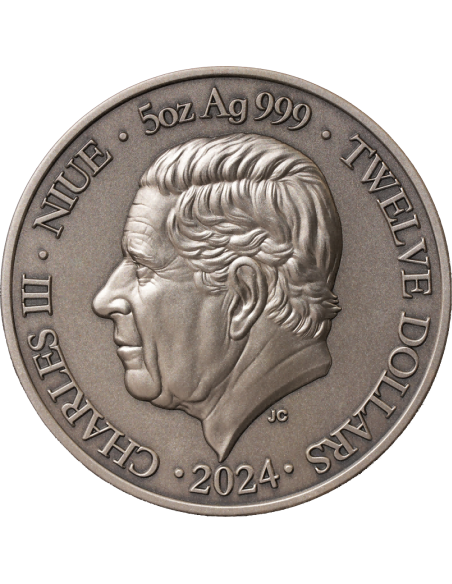 LIBRA Twelve Zodiac Signs 5 Oz UV Silver Coin 12$ Dollars Niue 2024 - Coins & More - Chad