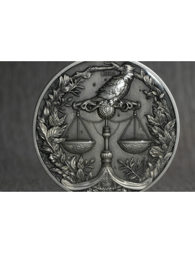 LIBRA Twelve Zodiac Signs 5 Oz UV Silver Coin 12$ Dollars Niue 2024 - Coins & More - Chad